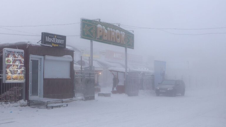 Zima na trhu v meste Jakutsk