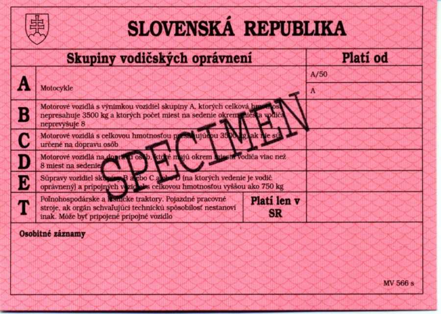 Vodičský preukaz vydávaný v Slovenskej republike do 30. 4. 2004 - platnosť do 31.12.2023
